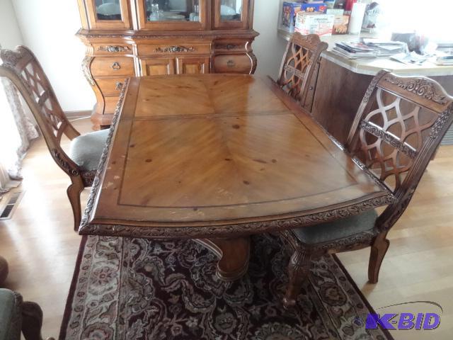 lot 12 image: Wood kitchen dining table. D549-55T top. 55B ...
