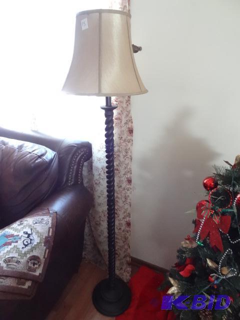 lot 16 image: Wood floor lamp. 60" tall...