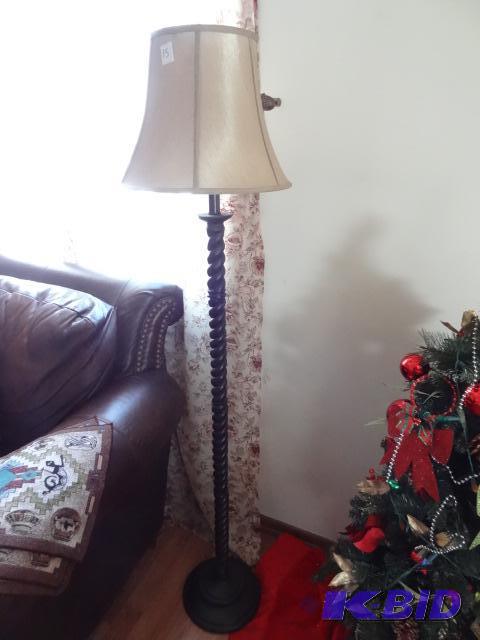 lot 17 image: Wood floor lamp. 60" tall...