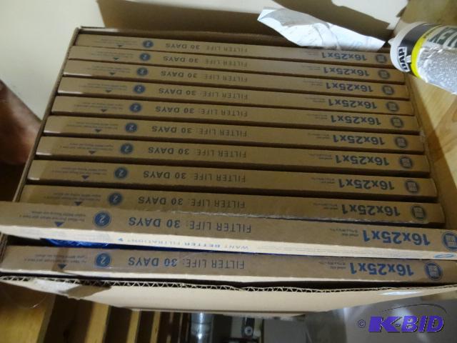 lot 41 image: Box of furnace filters. 16 x 25 x 1...