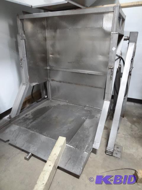 Stainless bin lift and dump. 55 x 61 hopper...