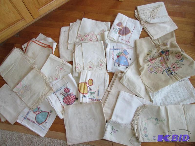Lot of assorted pillow cases needlework and p...