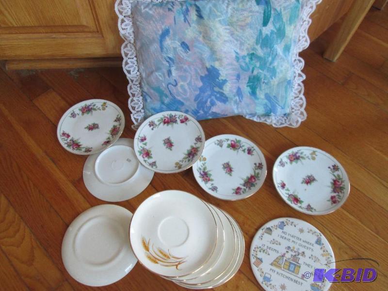 Assorted saucers and a pillow...