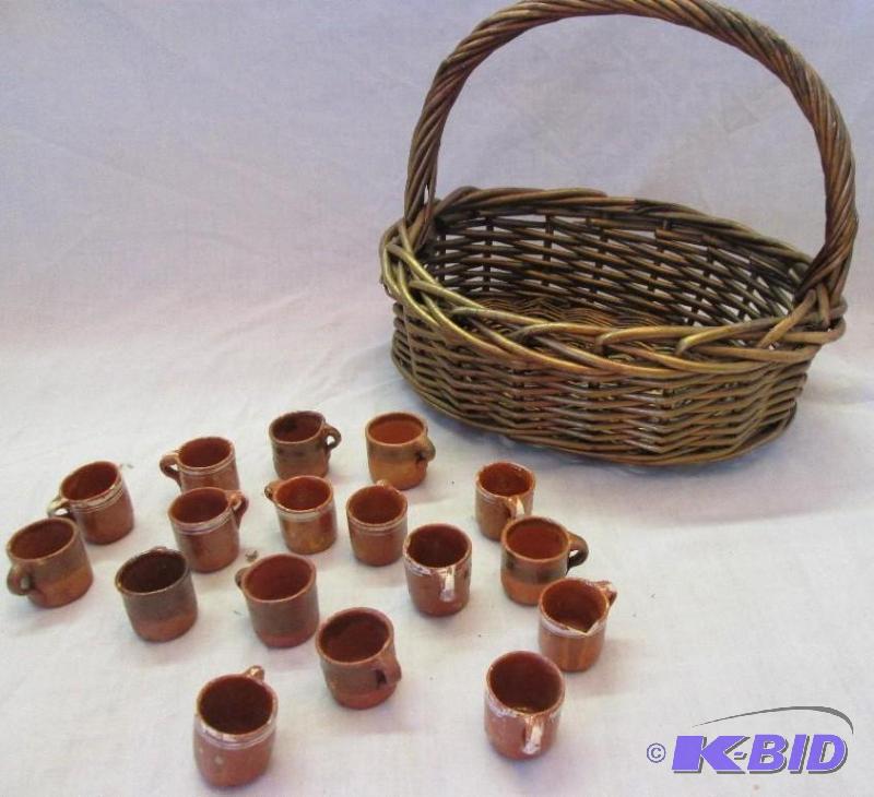 lot of 17 vintage tea cups in tinted gold col...