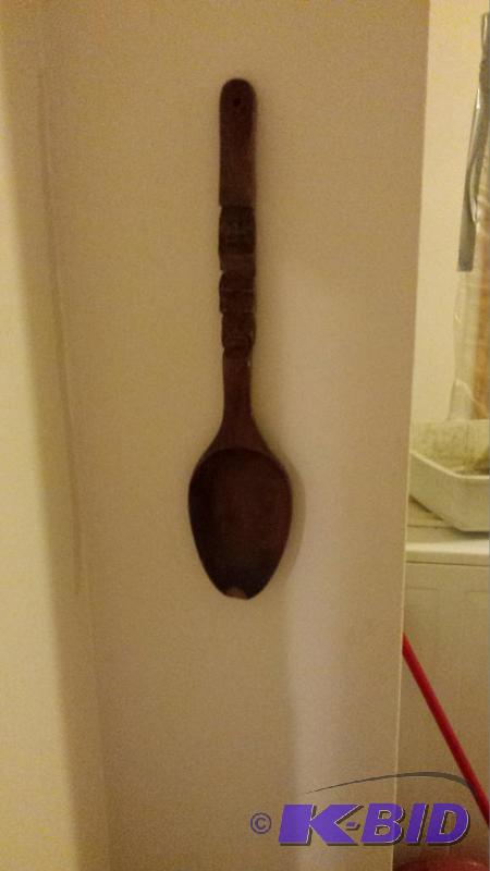 big vintage hand carved crafted wooden spoon ...