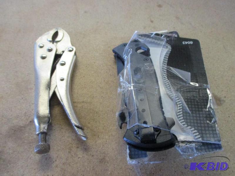 vise grip, knife...
