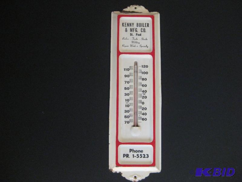lot 22 image: Vintage Metal Wall Thermometer Works Great...