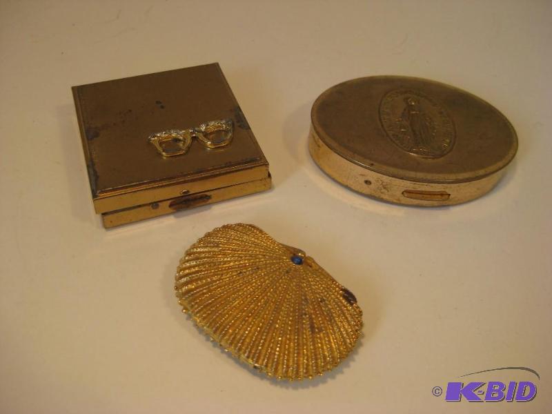 lot 41 image: 3 Assorted Vintage Small Gold Colored boxes...