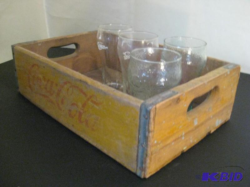 lot 46 image: Wood Coca-Cola Bottle Crate with 4 Authentic ...