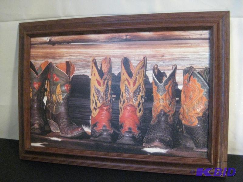 lot 50 image: Framed Cowboy Boot picture Perfect for the Bo...