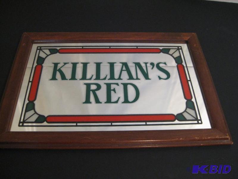 lot 54 image: Vintage Killians Red Faux Stained Glass Frame...