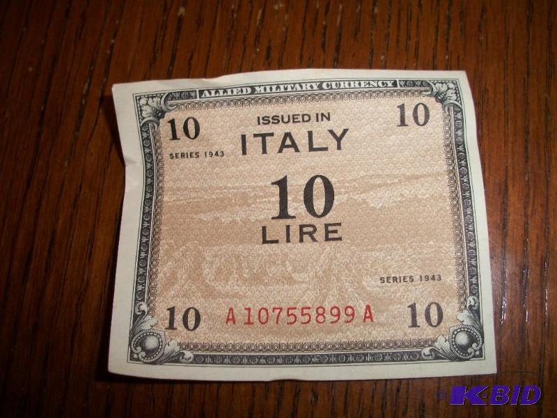 1943 10 Lire Allied Military Currency
