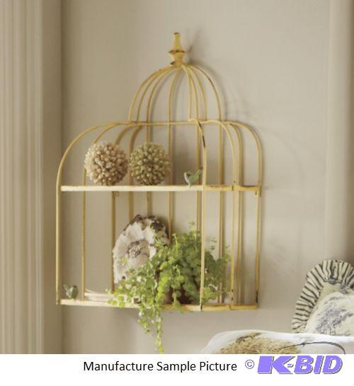 lot 130 image: Yellow Bird Cage Shelf -&nbspCharming on a d...