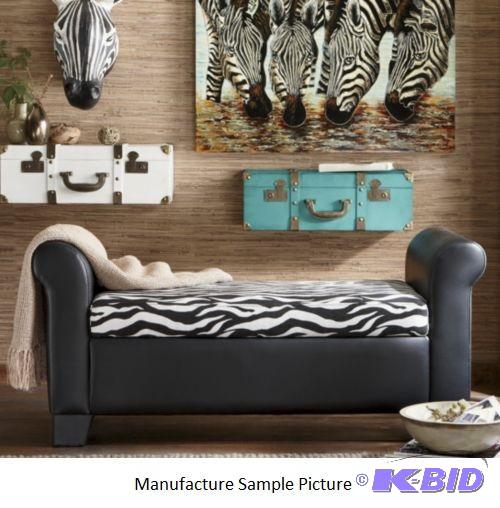 lot 131 image: Zebra Storage Bench -&nbspCorral blankets an...