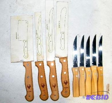 lot 197 image: Nine Piece Knife Set - Butcher, carver, filet...
