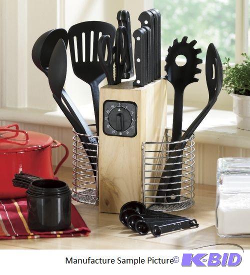 lot 40 image: 25 Piece Cutlery and Gadget Set - Black - Com...