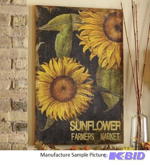 lot 60 image: Sunflower Print on Burlap -&nbspRichly color...