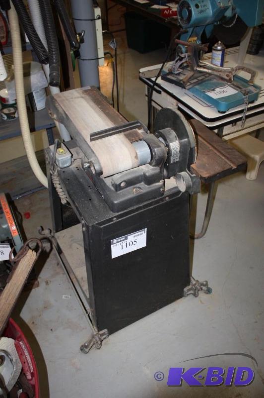 lot 1105 image: Sears Craftsman Belt Sander wTable Mount & Shelf Model No. 113.22520