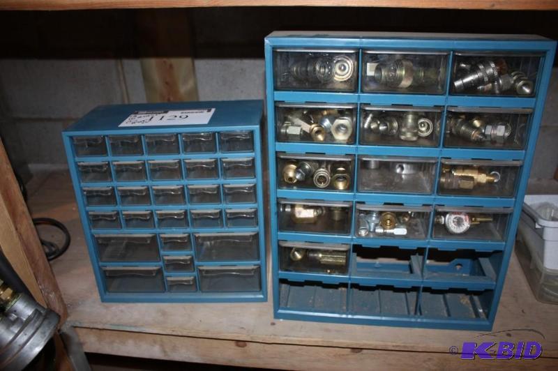 lot 1129 image: Lot of (2) Storage Containers wMultiple Compartments For Screws & Hardware Includes Contents.