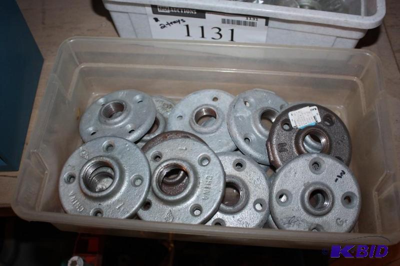 lot 1131 image: Container Lot of (2) Including 1-14 Metal Screw-Down Pipe Wall Fittings.
