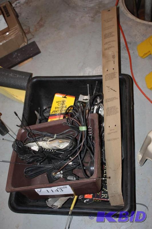 lot 1143 image: Container Lot of (2) Including Sears AM-FM Antennae, Fits All Cars Car Phone Antennae Cords