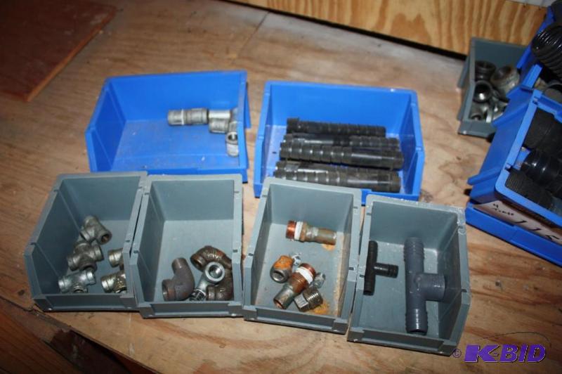 lot 1152 image: Tray Lot of (6) Including Metal Pipe Elbows Metal Tee Pipes Metal Straight Pipes And More.