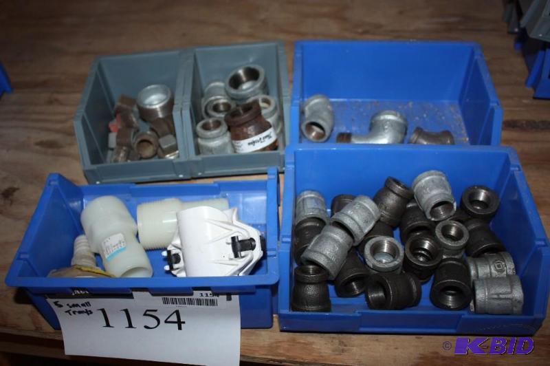 lot 1154 image: Tray Lot of (5) Including Pipe Elbows  Metal Tee Pipes Plastic Straight Pipes And More.