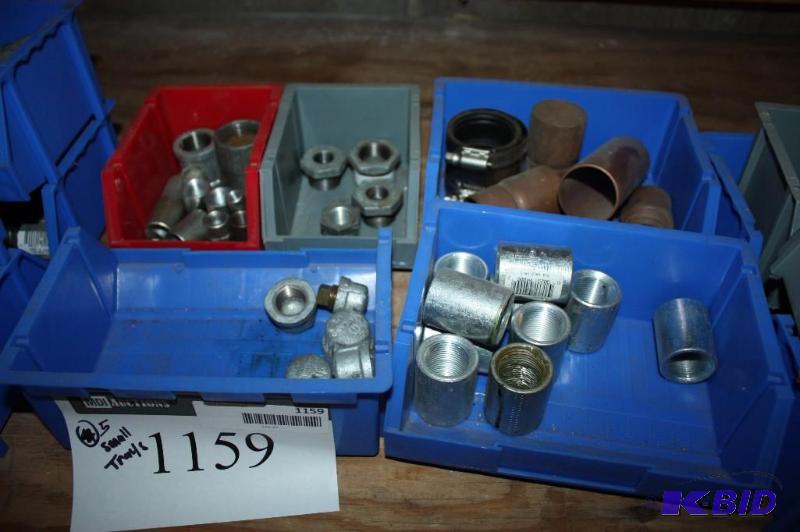 lot 1159 image: Tray Lot of (5) Including Metal Straight Adapters Metal Straight Pipes Metal Caps And More.