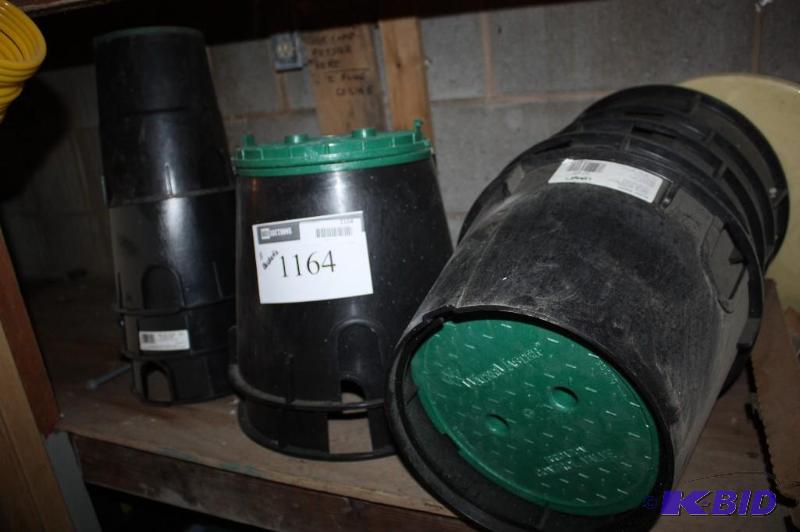 lot 1164 image: Lot of (11) Orbit Circular Valve Box Model 53024 10 x 10-14 BlackGreen.