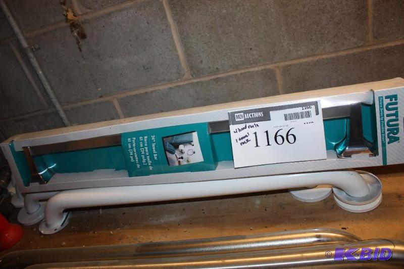 lot 1166 image: Lot of (5) Hand Rails For Accessibility, app. 4 ct Towel Rack, 24.