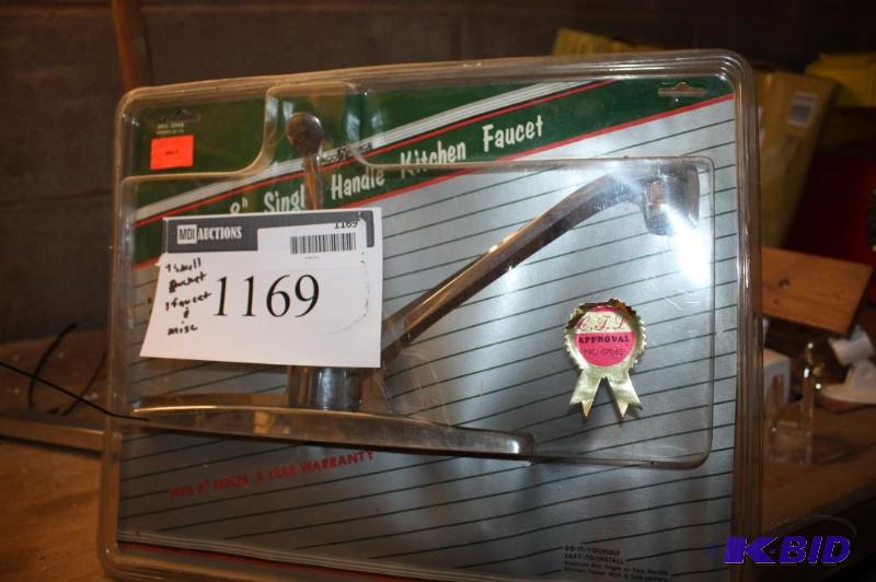 lot 1169 image: Container Lot Including 8 Single handle Kitchen Faucet Plunger Miscellaneous Hardware And More.