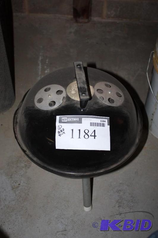 lot 1184 image: The Happy Cooker BBQ Grill Barbecue Grill Black wAir Holes & Grate.