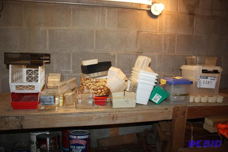lot 1187 image: Shelf Lot of Miscellaneous Containers Includes Lids.
