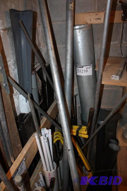 lot 1210 image: Miscellaneous Metal Tubing & Shelving Pieces Various Lengths & Sizes.