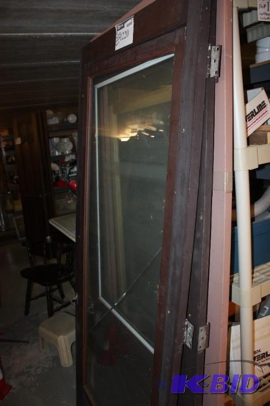 lot 1220 image: Lot of (3) Wooden Doors wGlass Inserts Screen Door.
