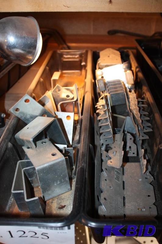 lot 1225 image: Shelf Lot of Miscellaneous Metal Hardware 2 x 4 Holders And More.