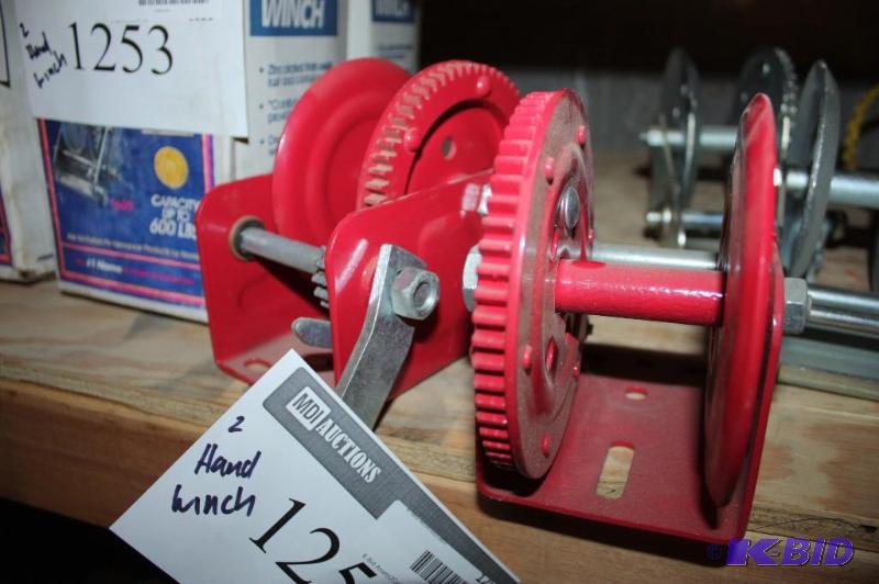 lot 1255 image: Lot of (2) Red Hand Winches.