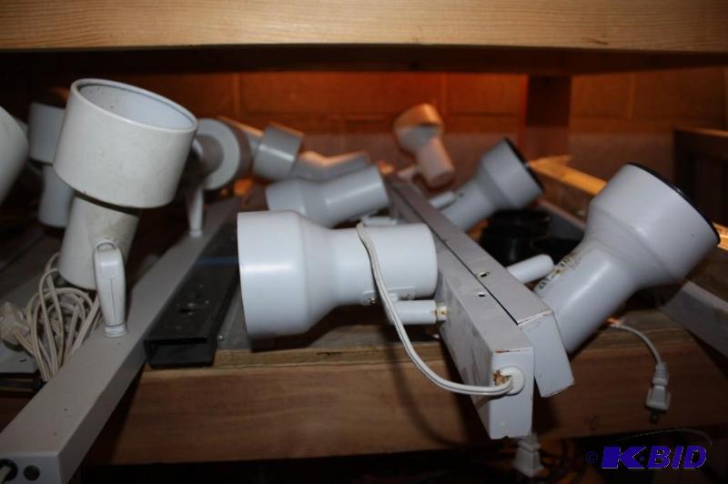 lot 1262 image: Shelf Lot Including Various Lighting Fixtures and More.
