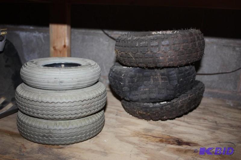 lot 1266 image: Shelf Lot of (6) Various Sizes and Shapes of Wheels.