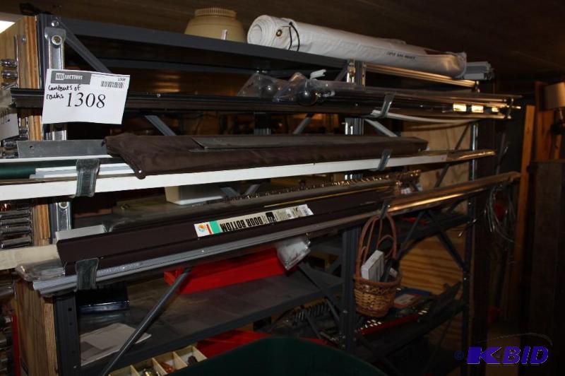 lot 1308 image: Rack Lot Including U-Shaped Drip Cap Door Bottom Decorative Hardware Drapery Rod Set and More.