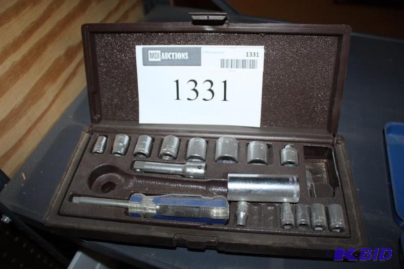 lot 1331 image: Screwdriver Socket Set wMiscellaneous Sockets Screwdriver Extenders Includes Case.