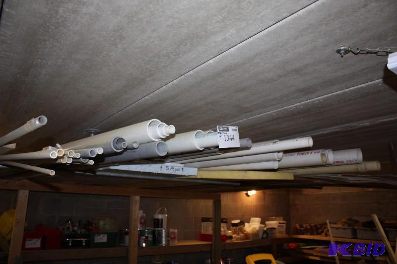 lot 1344 image: PVC Piping Lot Including Various Sizes and Lengths of PVC Pipes.