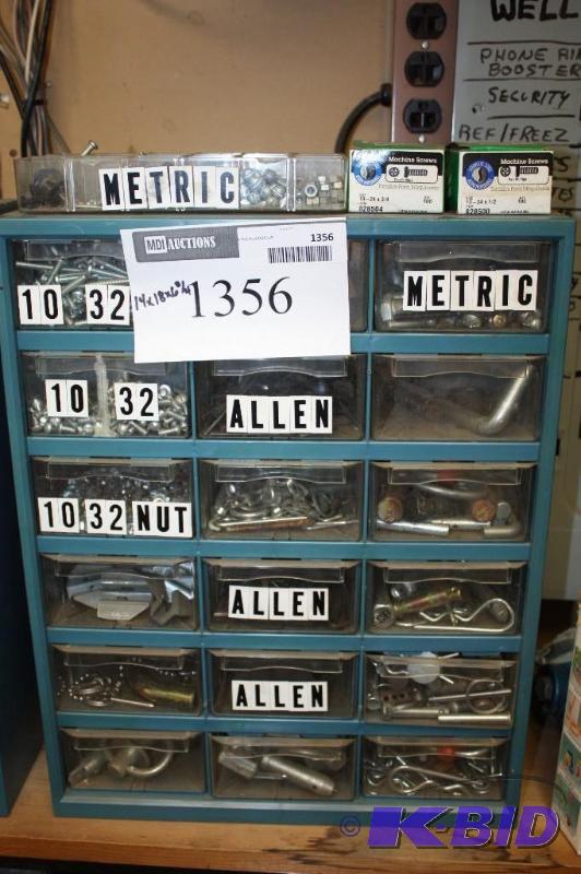 lot 1356 image: Storage Container wDivided Drawers Including Miscellaneous Short Screws Washers Allen Keys And