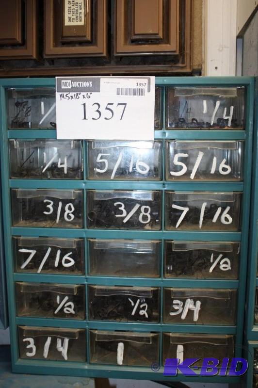 lot 1357 image: Storage Container wDivided Drawers Including Miscellaneous WireCord Hangers And More 14 x 6 x