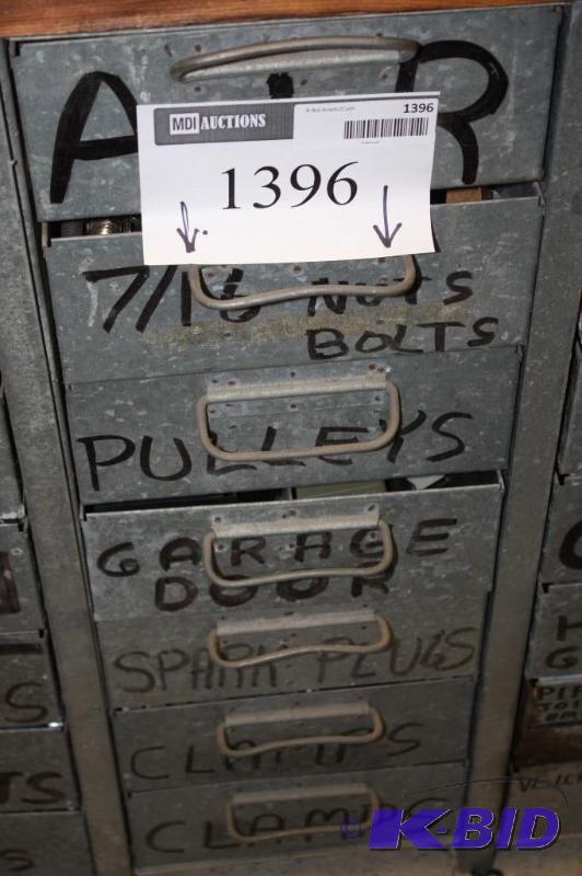 lot 1396 image: Drawer Lot Including Pulleys Garage Door Openers Pressure Gauges And More Lot Only Includes Lab