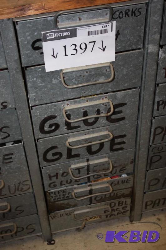 lot 1397 image: Drawer Lot Including Miscellaneous Glue Contact Cement Miscellaneous Plugs And More Lot Only In