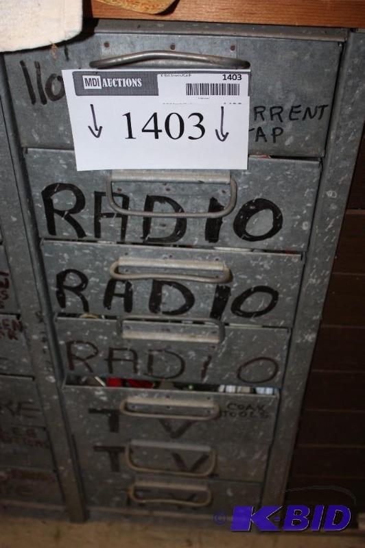 lot 1403 image: Drawer Lot Including Miscellaneous Radio & TV Hardware Cables And More.
