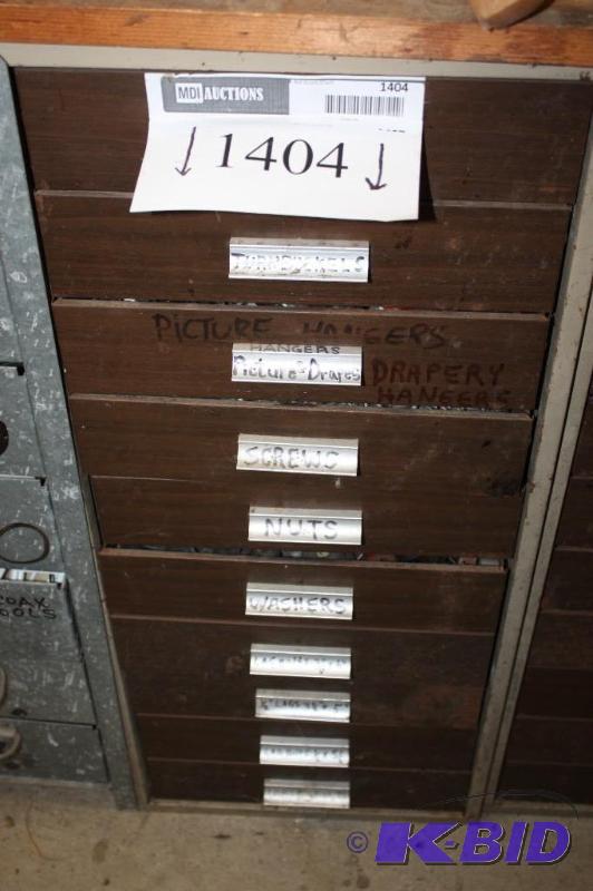 lot 1404 image: Drawer Lot Including Turnbuckels Picture & Drape Hangers Nuts Screws And More.