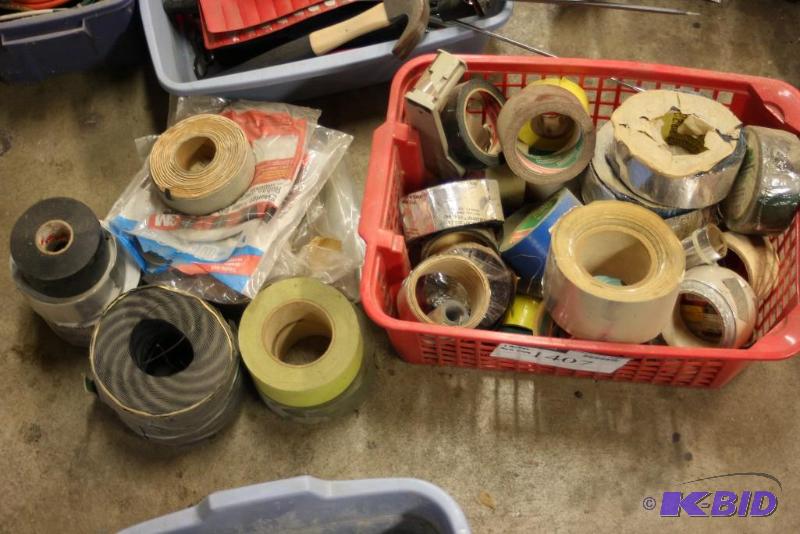 lot 1407 image: Lot of Miscellaneous Tape Rolls Metal Tape Vinyl Foam Tape And More.
