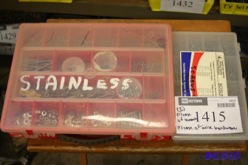 lot 1415 image: Container Lot of (2) Including Plastic Cases wDivided Drawers Screws Nuts Bolts And More.